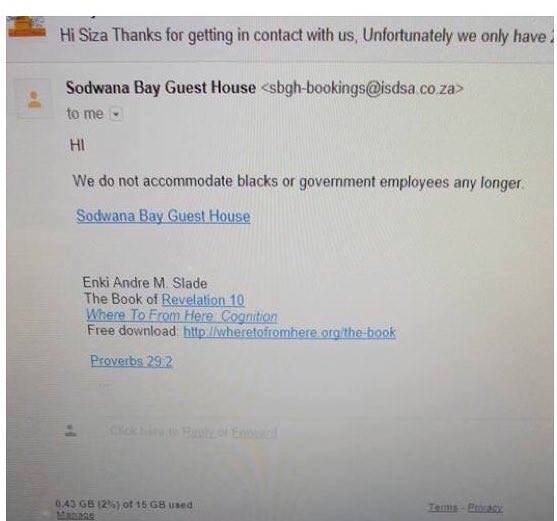 No Blacks, Government Workers For KZN Guest House