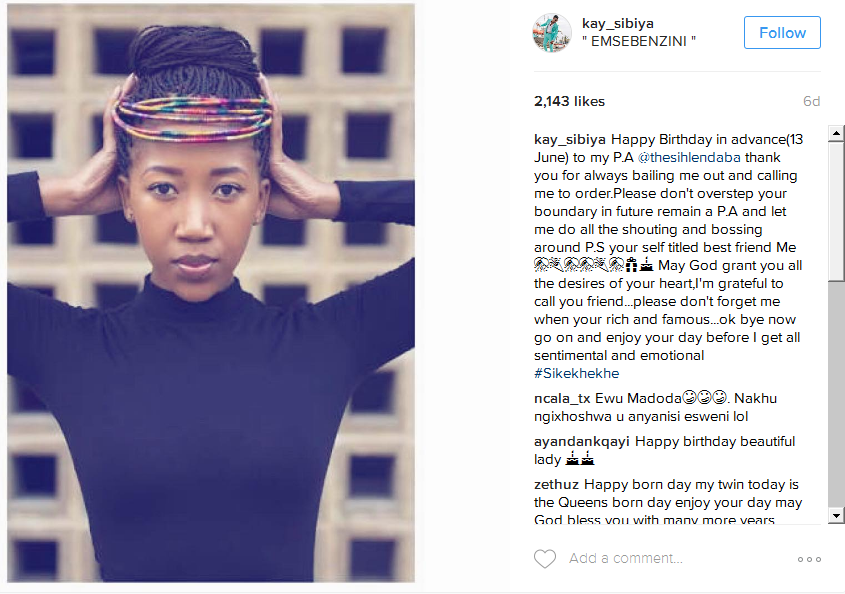 Kay Sibiyas Sweet Bday Message To Co-Star Sihle Ndaba 